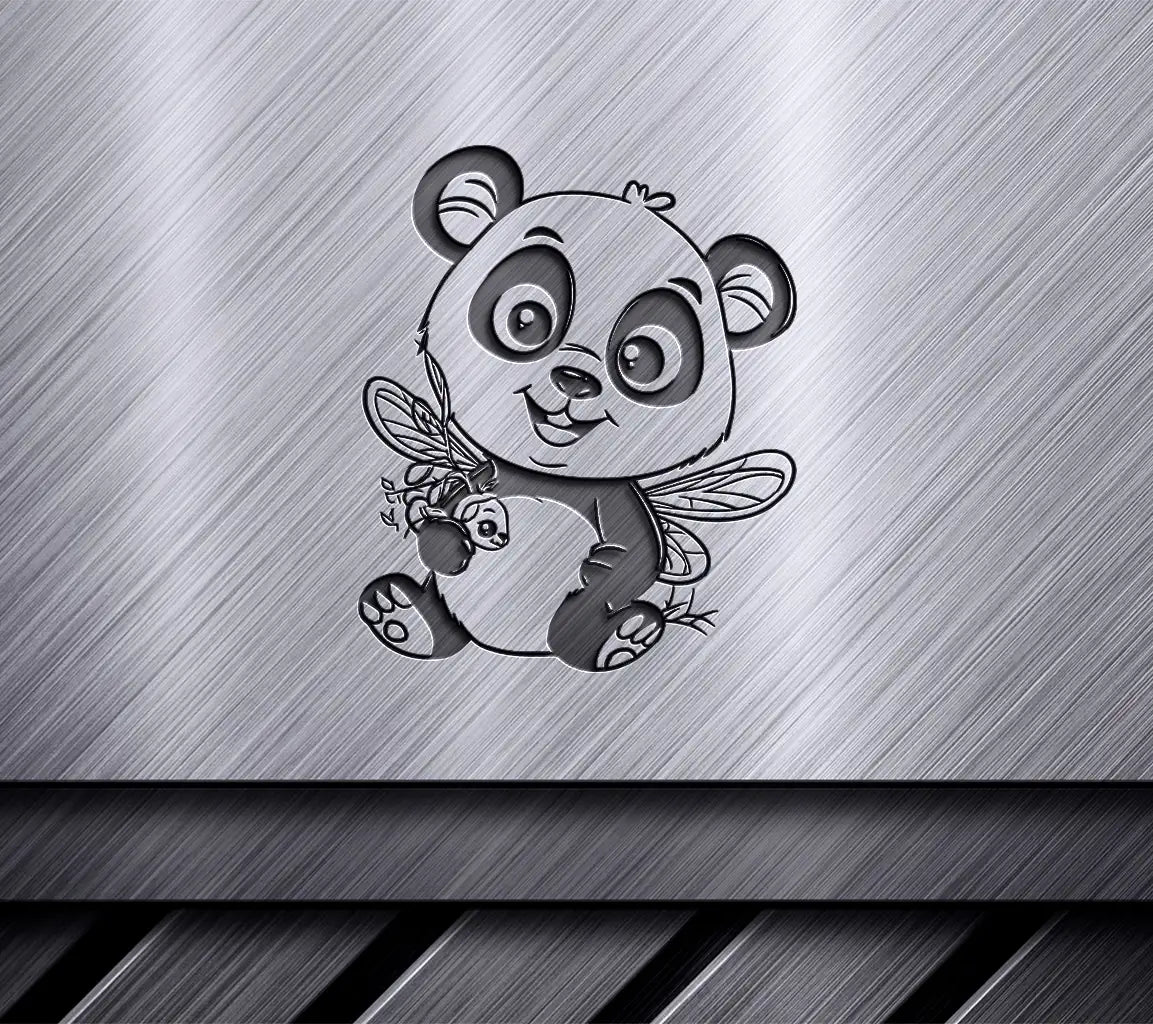  Panda with Wings & Bee - SVG Illustration & Coloring Page SVG