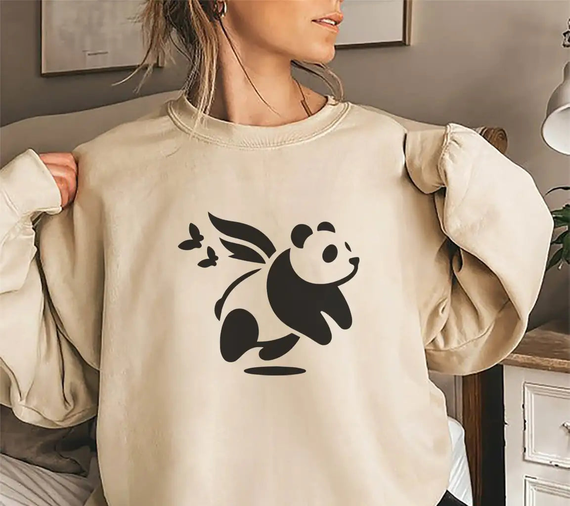  Panda with Wings SVG - Silhouette Design Design SVG