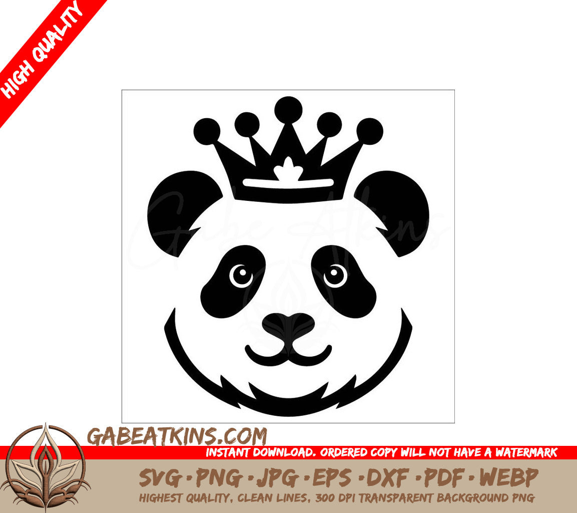 Panda Crown Silhouette SVG - Adorable Head Design SVG