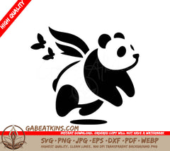  Panda with Wings SVG - Silhouette Design Design SVG