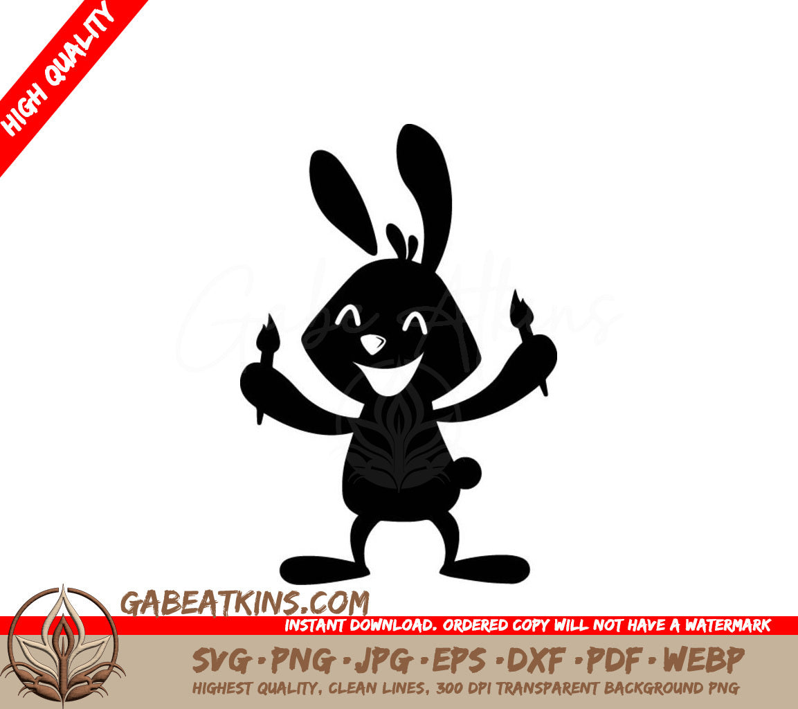 Smiling Rabbit Artist Silhouette SVG -  Vector SVG