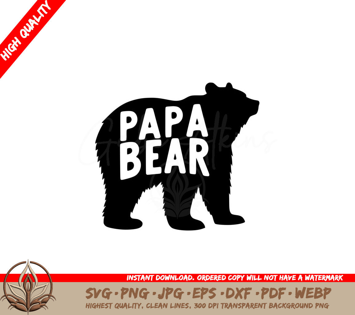 Papa Bear Protector SVG - Digital Product file offering SVG, PNG, JPG, AI, PDF, DXF, EPS, and WebP file formats for flexibility