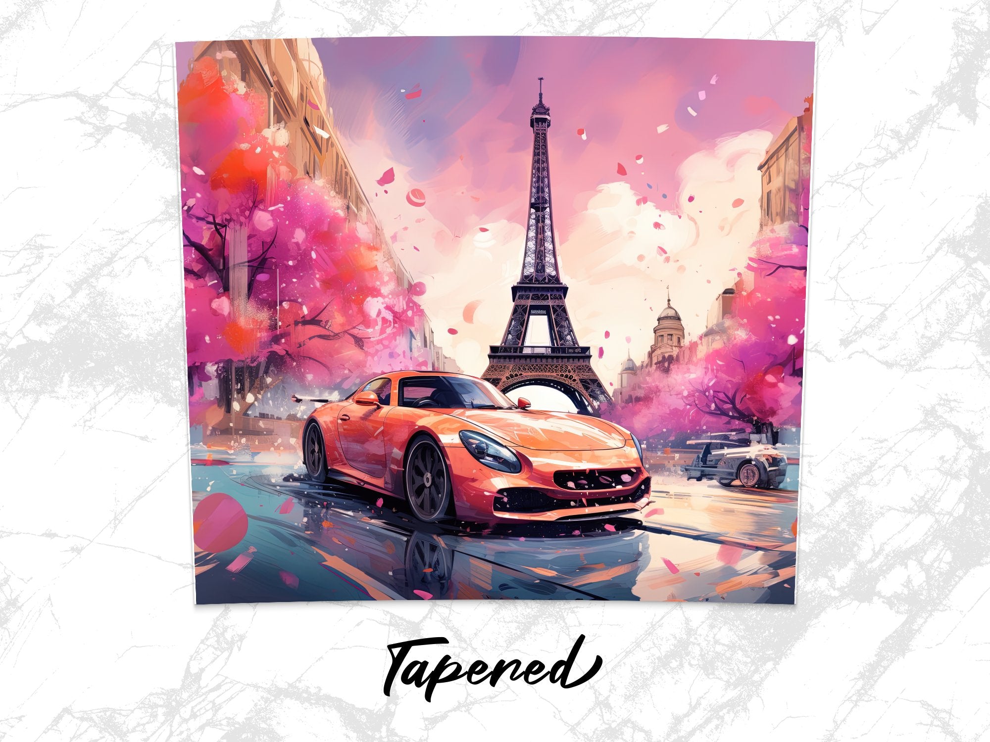 Parisian Sports Car Cherry Blossom Watercolor Tumbler Wrap | 20oz Tumbler Wrap Sublimation Design PNG - Gabe Atkins Designs