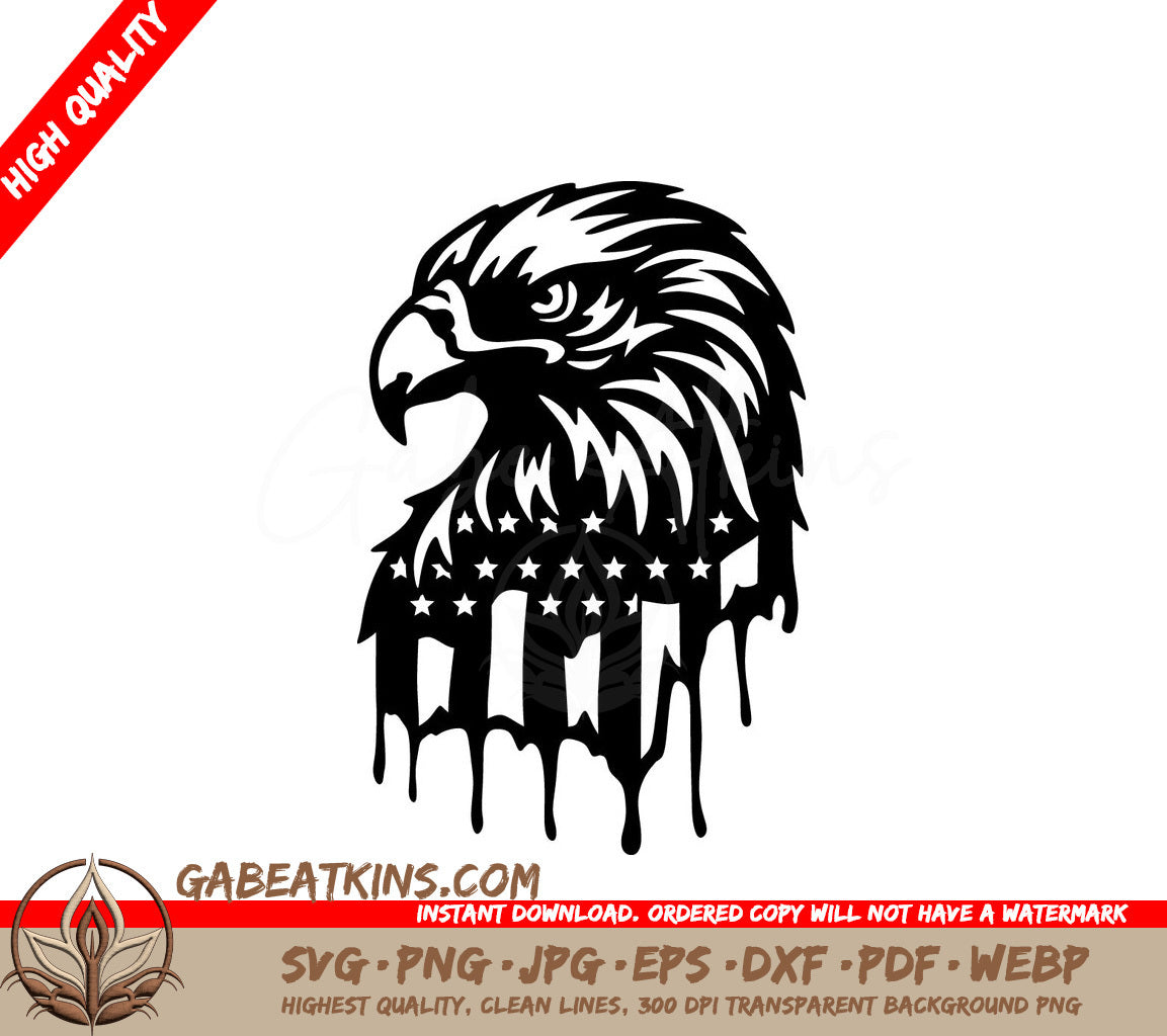 Patriotic Eagle SVG with Flag SVG