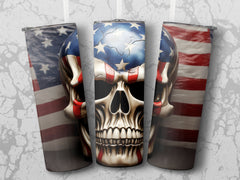 Patriotic Skull Tumbler Wrap | 20oz American Flag Design | Veteran's Day Cup Art | USA Pride Sublimation | Independence Tumbler Wrap Design - Gabe Atkins Designs