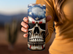 Patriotic Skull Tumbler Wrap | 20oz American Flag Design | Veteran's Day Cup Art | USA Pride Sublimation | Independence Tumbler Wrap Design - Gabe Atkins Designs