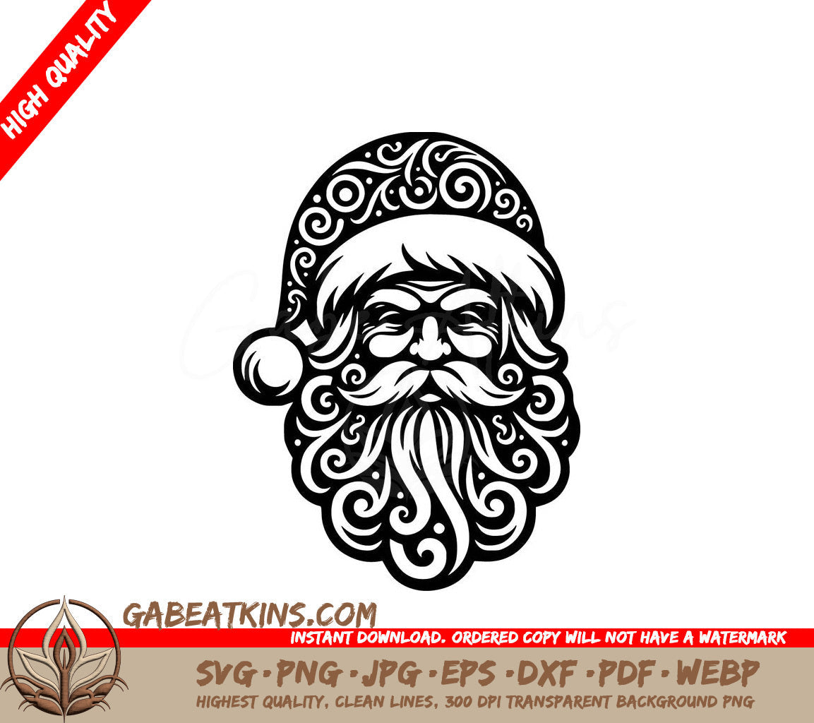  Santa Claus With His Eyes Closed SVG - Patterned Santa SVG