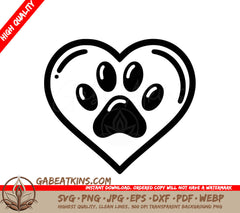  A Paw Print Inside Of A Heart SVG - Paw Love SVG