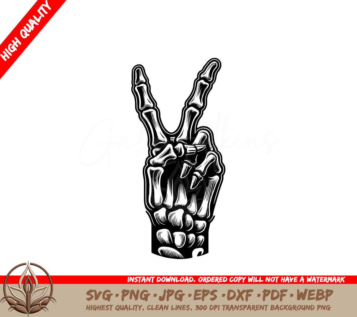 Peace Sign Skeleton Hand SVG 