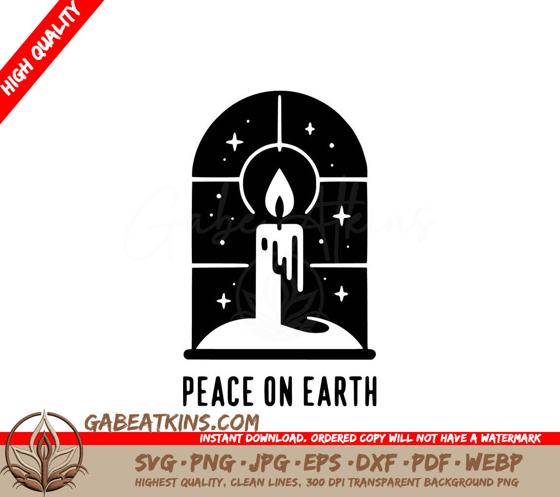  A Candle With The Words Peace On Earth Below It SVG - Peaceful Candle SVG