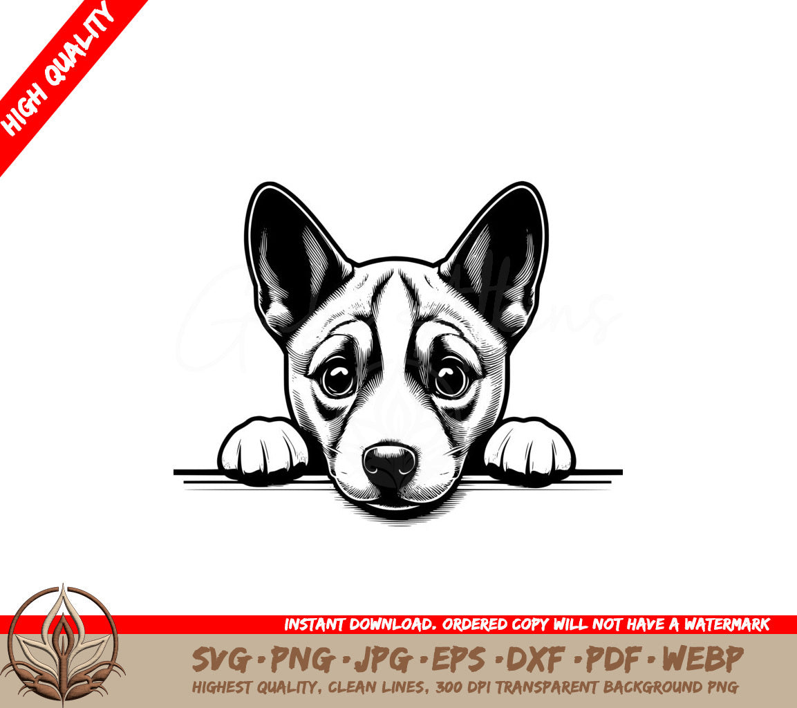 Peekaboo Basenji Pup SVG - Digital Product in Multiple File Formats