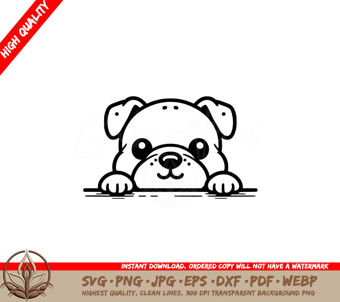 Peekaboo Bulldog SVG Digital Product - Multiple File Formats