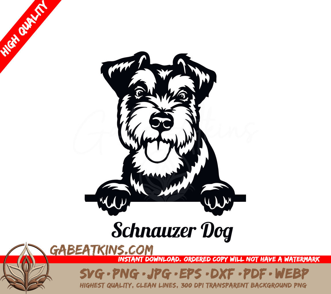 Schnauzer Dog Peeking SVG Design SVG