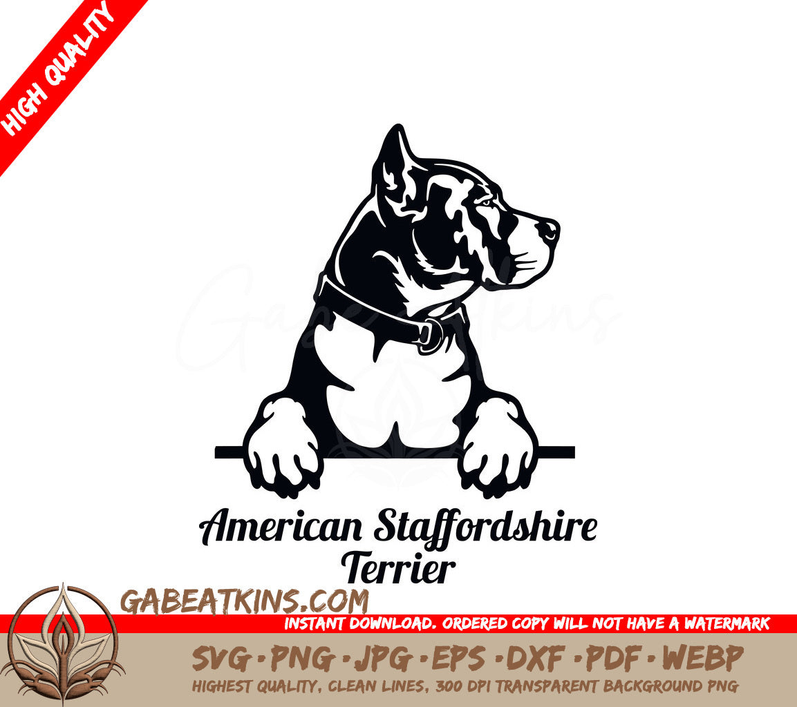 Peeking AmStaff SVG Drawing SVG