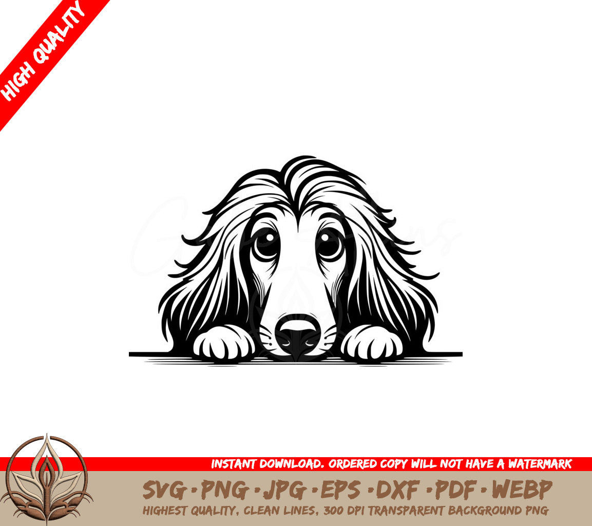 Peeking Afghan Hound SVG