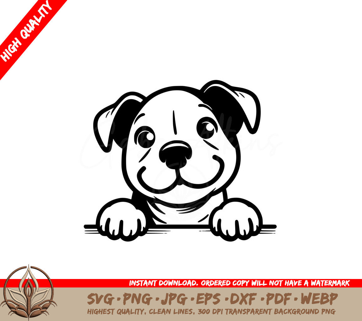 Peeking Amstaff Puppy SVG Digital File