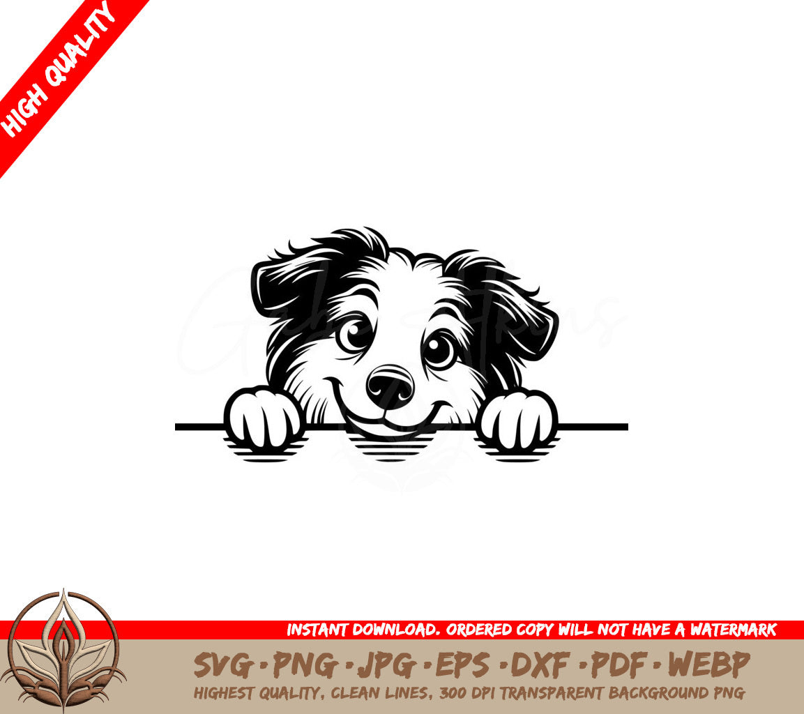 Peeking Australian Shepherd SVG