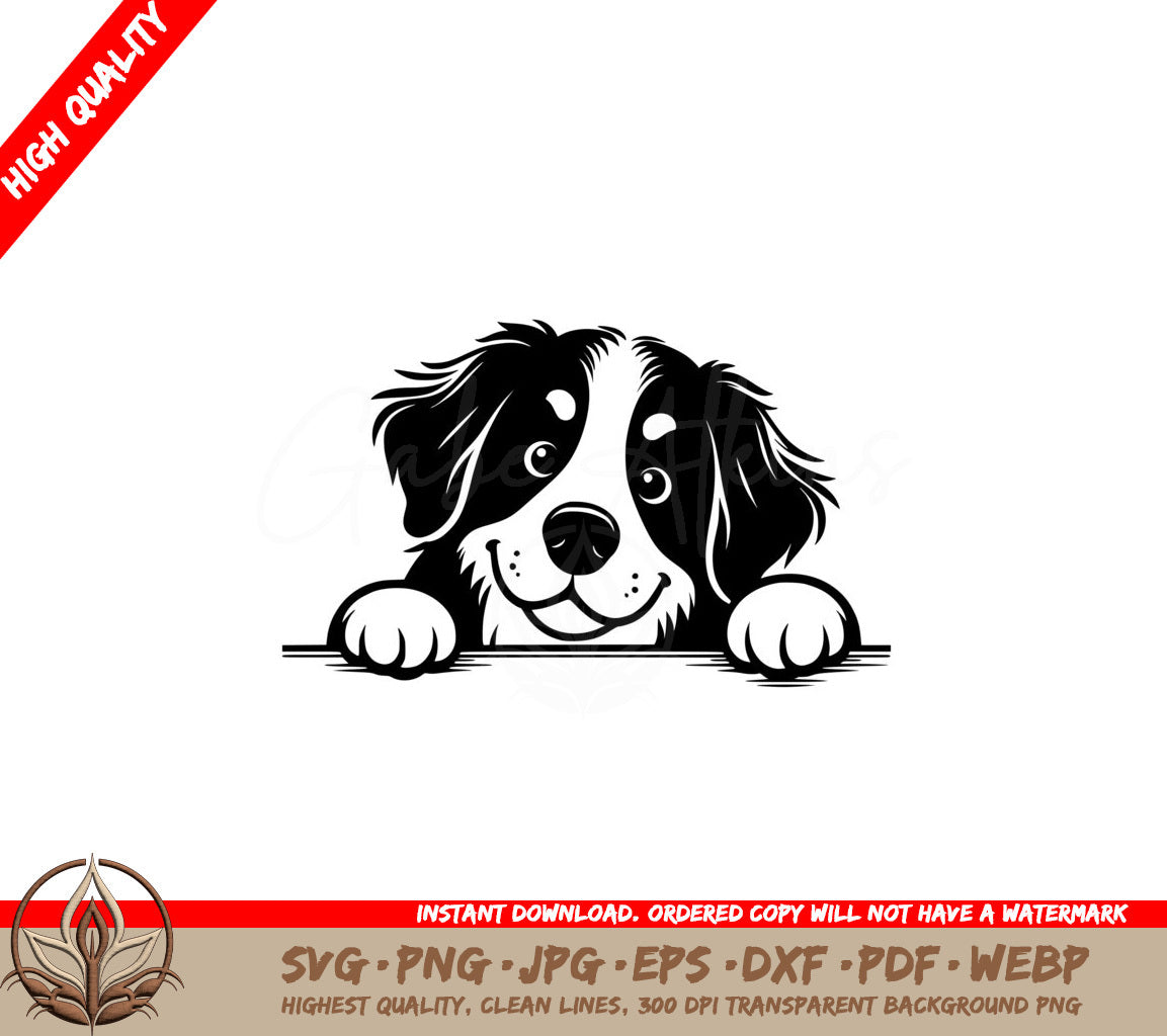 Peeking Bernese Mountain Dog SVG - Digital File with Multiple Formats