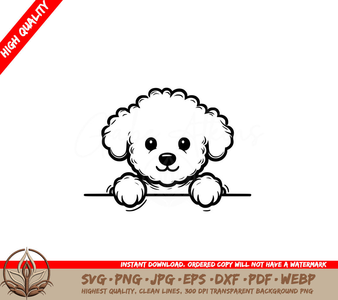 Peeking Bichon SVG - Digital file in various formats, incl. SVG, PNG, JPG, AI, PDF, DXF, EPS, WebP