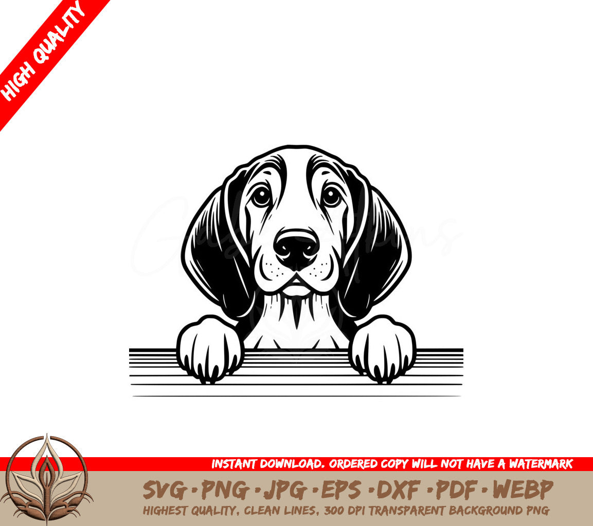 Peeking Bluetick Coonhound Pup SVG