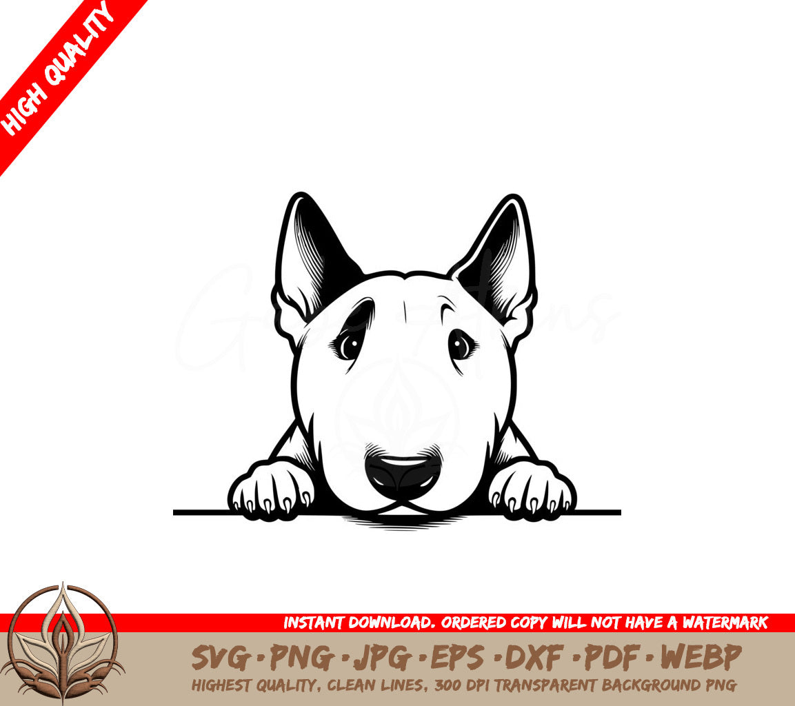 Peeking Bull Terrier SVG Digital File