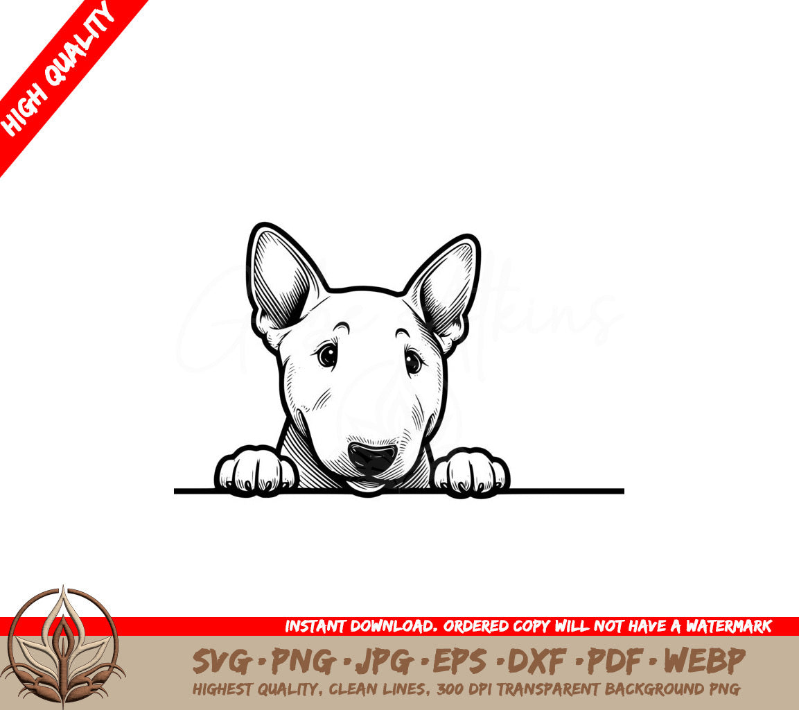 Peeking Bull Terrier Pup SVG - Digital Product in Multiple Formats