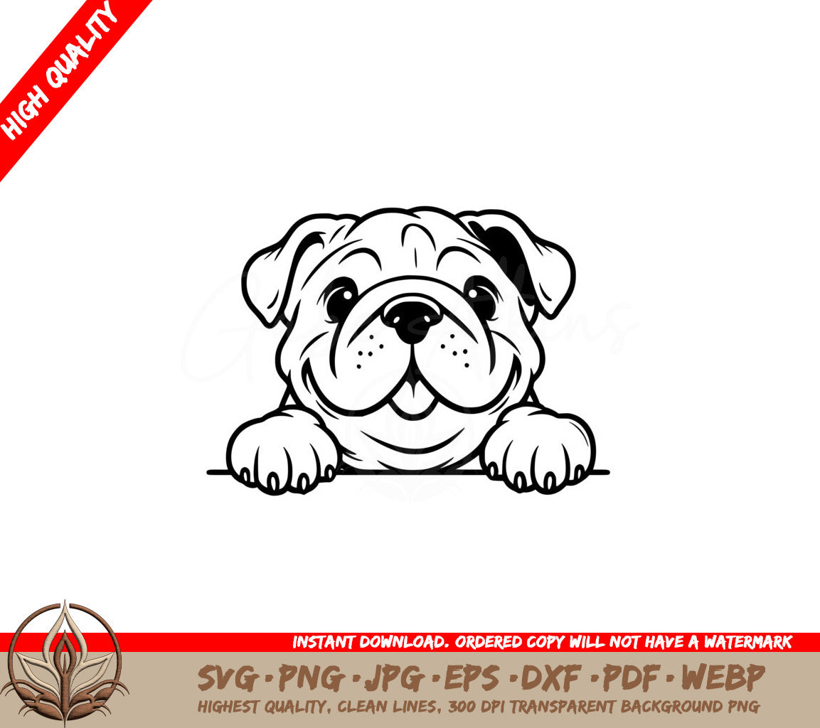 Peeking Bulldog SVG Digital Product