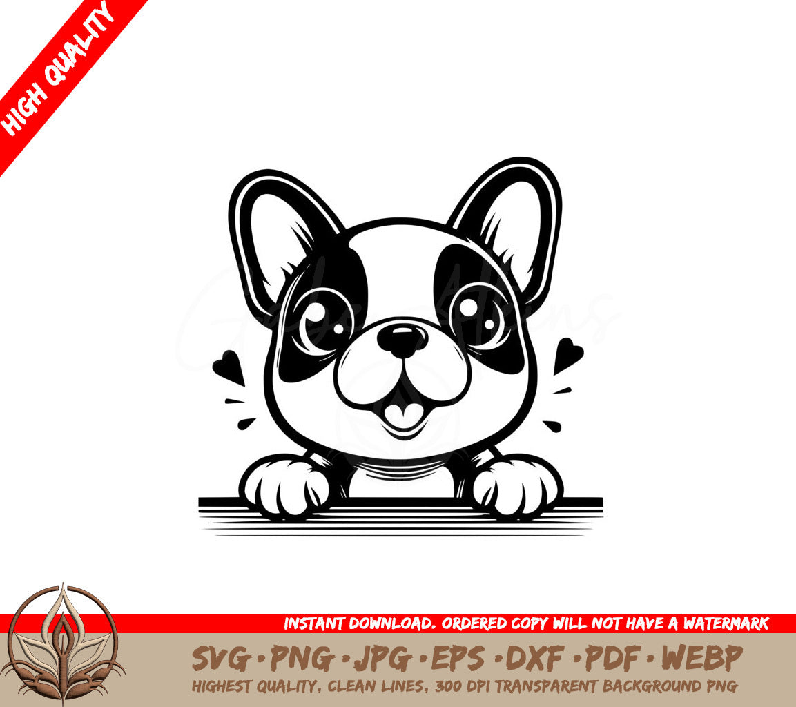 Peeking French Bulldog SVG - Digital file with multiple formats