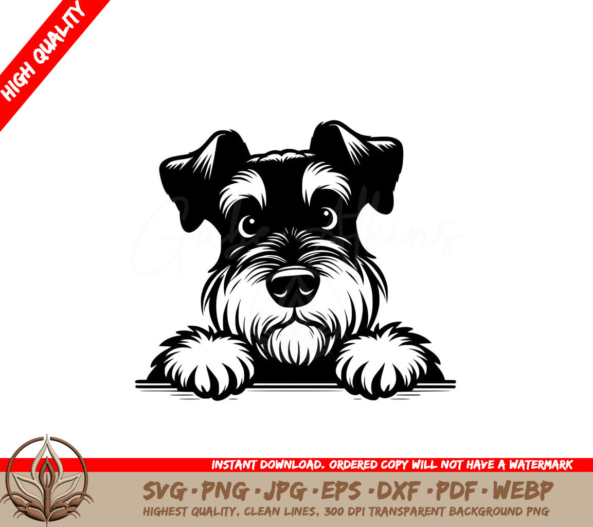 Peeking Giant Schnauzer Digital Product in SVG Format