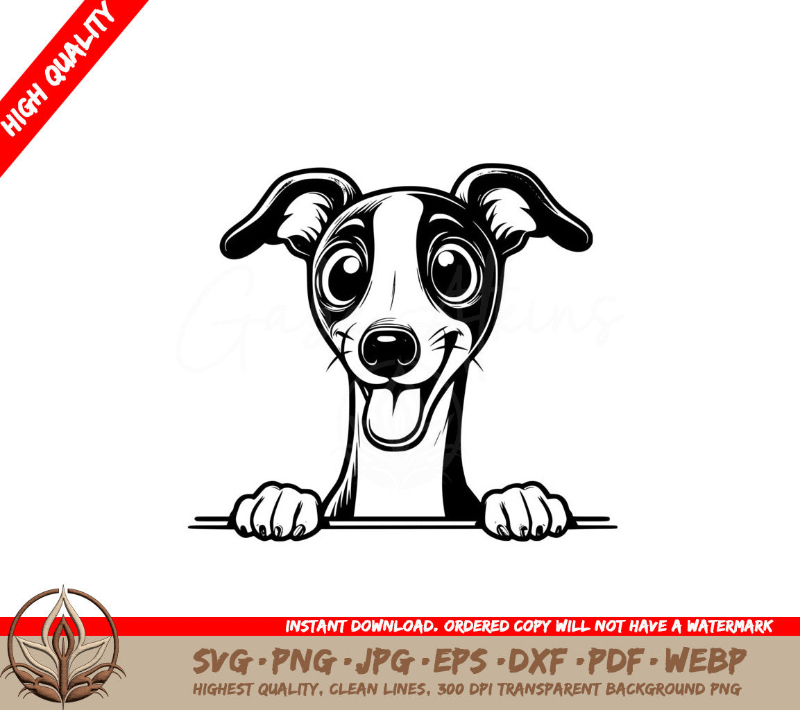 Peeking Italian Greyhound SVG Illustration