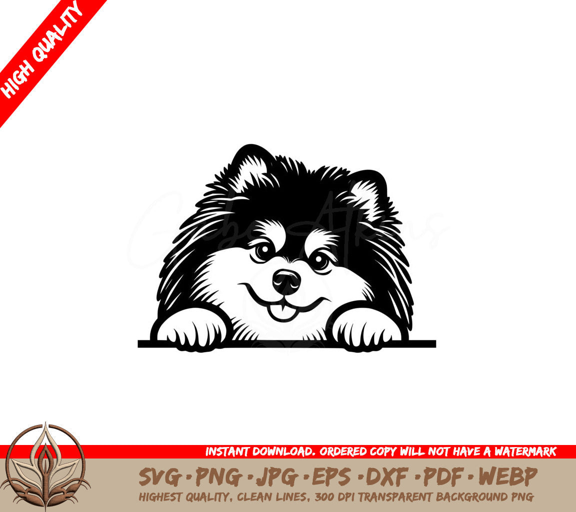 Peeking Keeshond SVG Offering in Multiple Formats