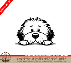 Peeking Old English Sheepdog - Digital Product in SVG