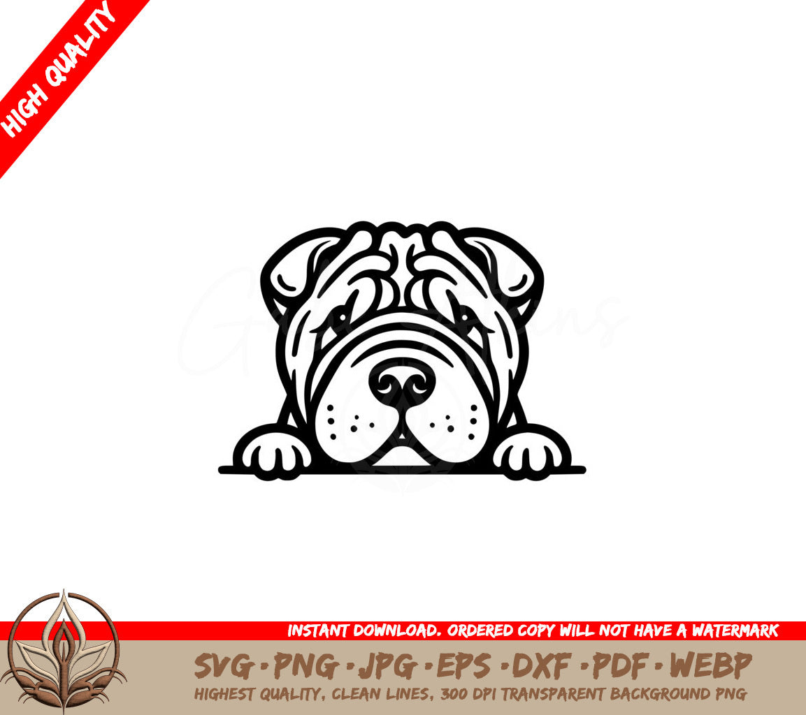 Peeking Shar Pei SVG - Digital Product offered in various file formats for flexibility