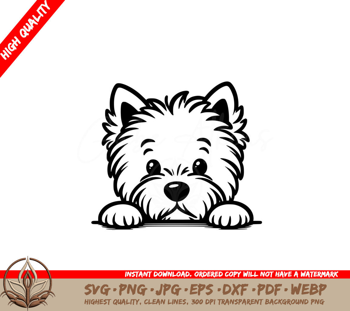 Peeking West Highland Terrier SVG - Digital Product multi-format