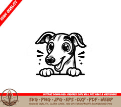 Peeking Whippet Digital Art SVG