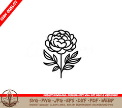 Peony Simplicity SVG PNG JPG AI PDF DXF EPS  WebP Digital Cut File 
