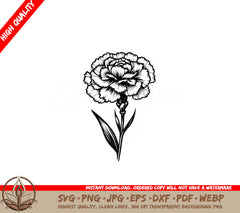 Perfect Carnation SVG PNG JPG AI PDF DXF EPS and WebP - Digital Download 
