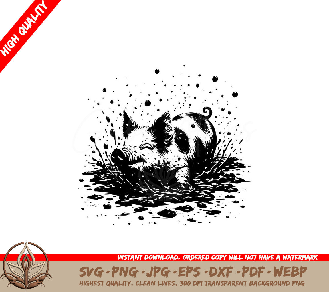 Piggy Mud Party SVG PNG JPG AI PDF DXF EPS and WebP 
