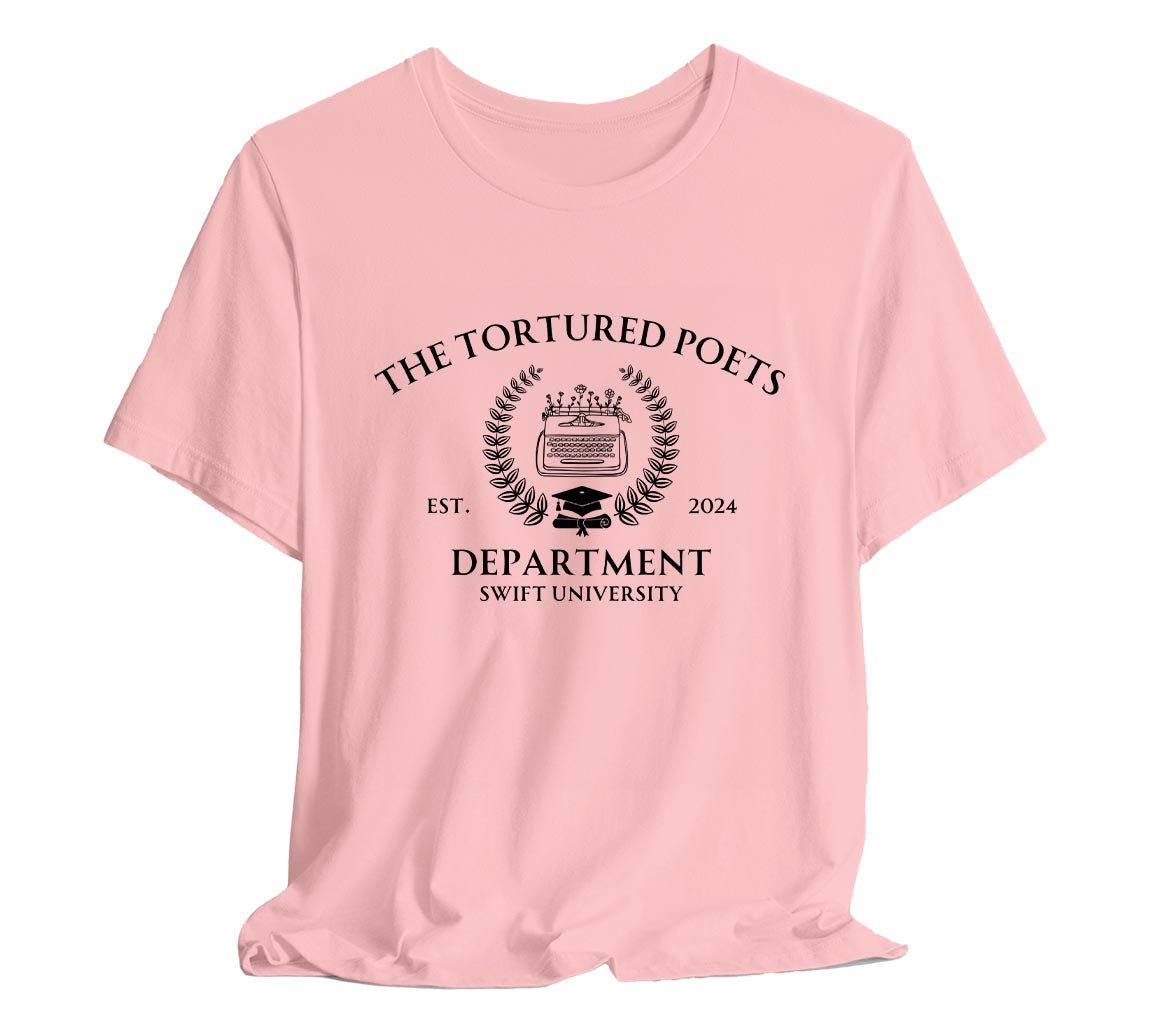 The Tortured Poets Department Swift University T-Shirt | TTPD Swift University T-Shirt | Taylor Swift Inspired T-Shirts Commemorating New Album Release, Taylor Swift T-Shirt, The Tortured Poets Department Merch, TTPD Shirt, Swiftie Merch, New Album Merch, Taylor Swift Fan Gift, College Tee, Fan Club Tee, Bella Canvas 3001 t-shirt