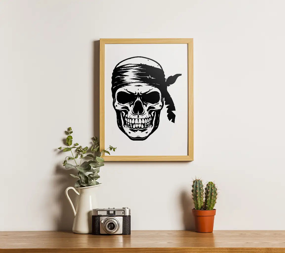 Pirate Skull Bandana SVG -  Drawing Illustration SVG