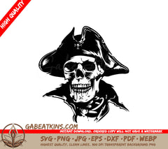 Pirate Skull SVG -  Drawing with Hat SVG