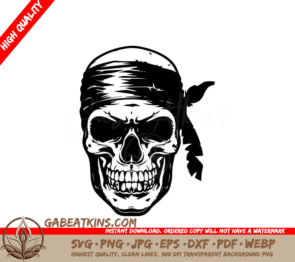 Pirate Skull Bandana SVG -  Drawing Illustration SVG