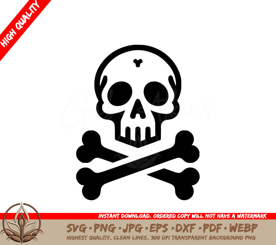 A Black And White Skull And Crossbones On A White Background