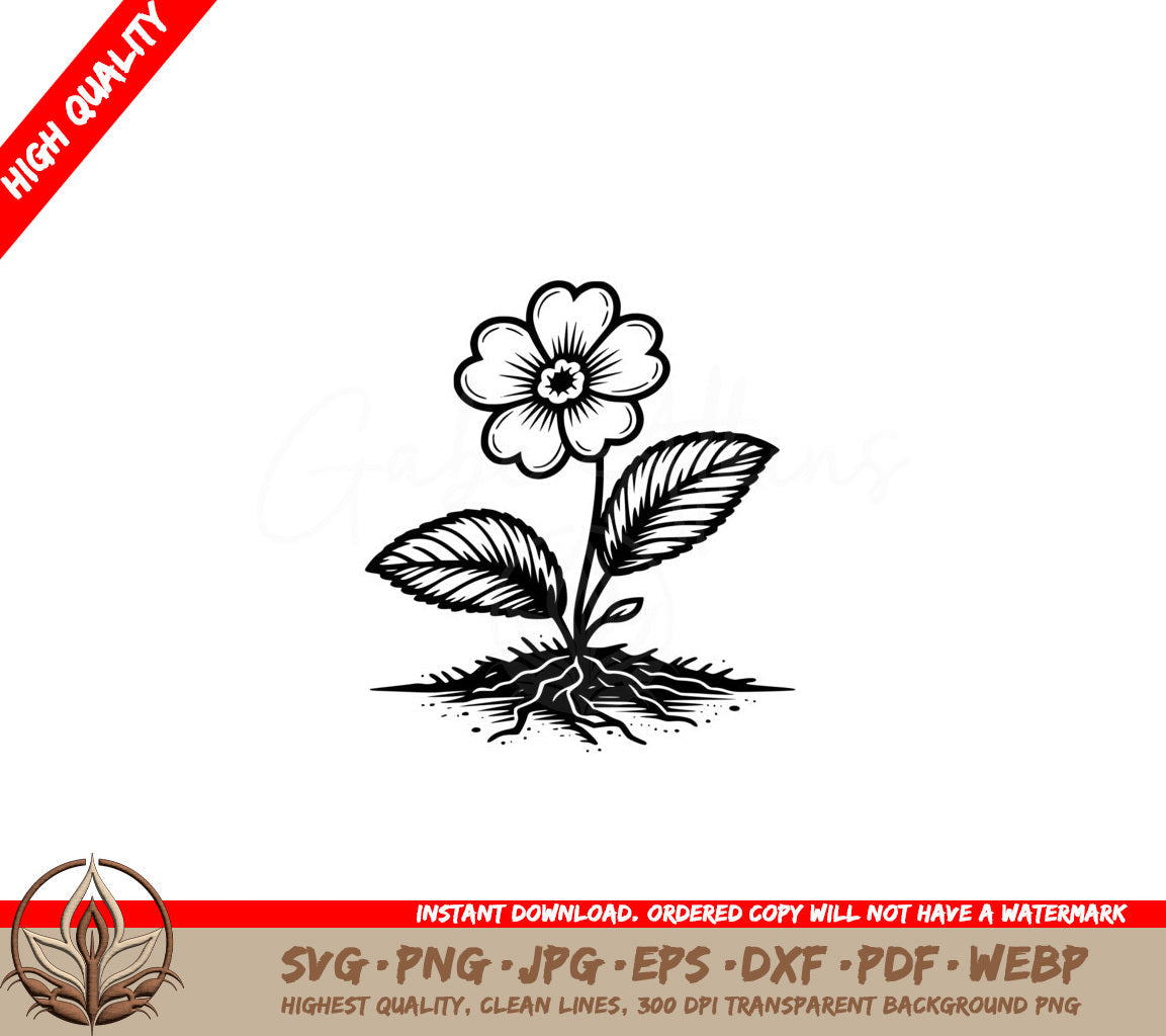 Planted Primrose SVG PNG JPG AI PDF DXF EPS  WebP Digital Download 
