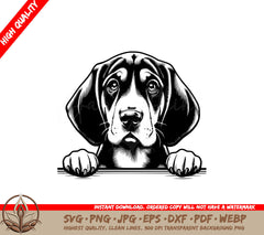 Playful Peeking Bluetick Coonhound SVG  
