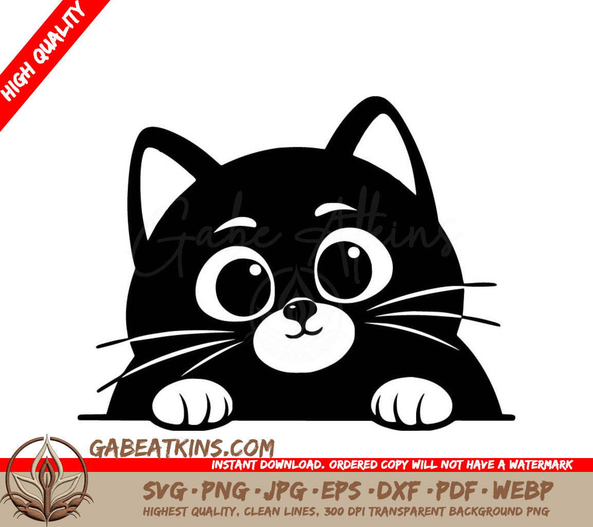  A Cat Looking Over A Wall SVG - Plump Whisker Watcher SVG