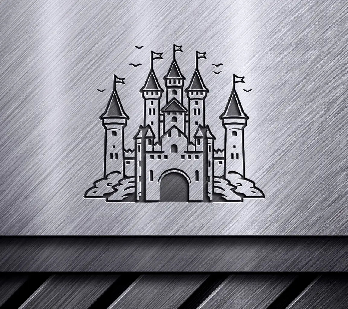  Castle with Birds SVG - Mini Truck Emblem Vector Design SVG