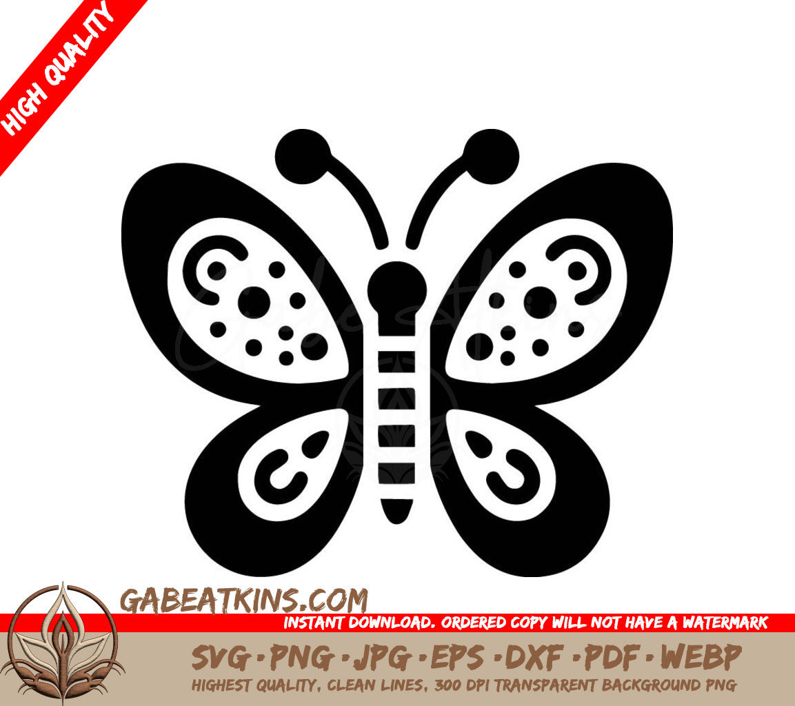 Polka-dot Wing Flutter SVG - A Black And White Butterfly With Dots On Its Wings