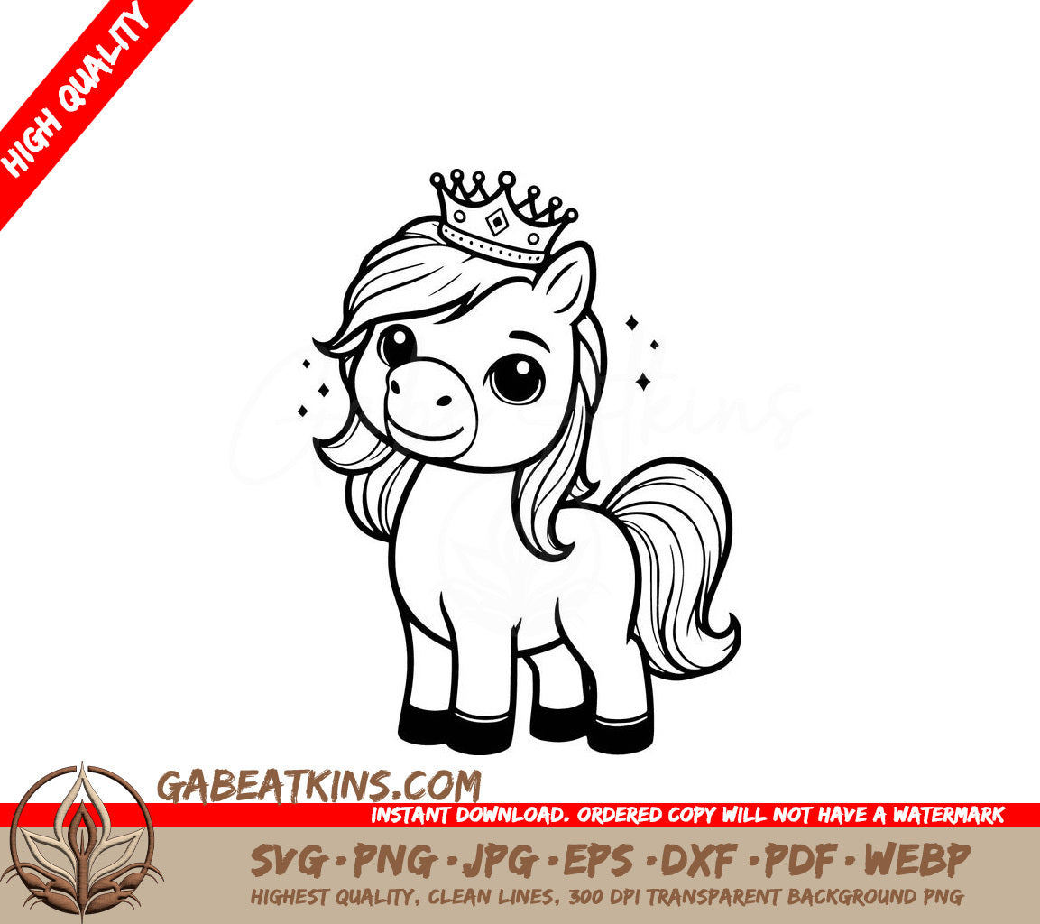  A Pony With A Crown On Its Head SVG - Pony Princess SVG