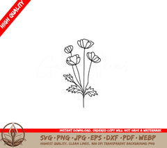 Poppies in Bloom Digital Design SVG 
